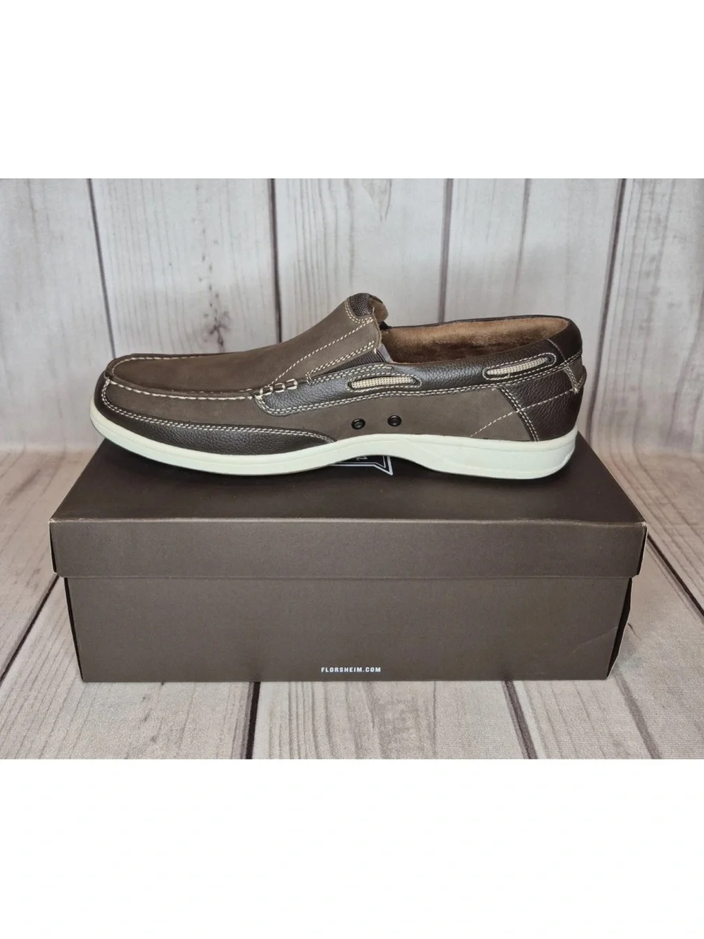 Florsheim Men's Size 13W Lakeside Slip-On Boat Shoe Brown Nubuck 13158